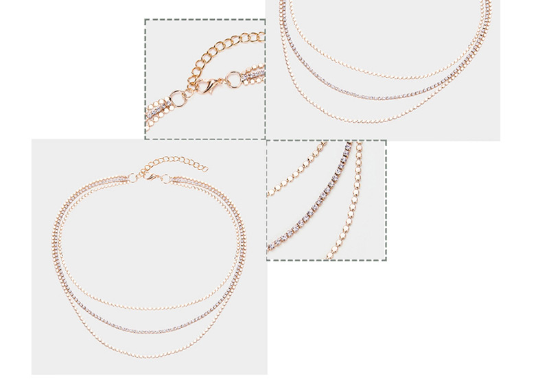 Fashion Gold Color Multi-layer Design Pure Color Necklace,Multi Strand Necklaces