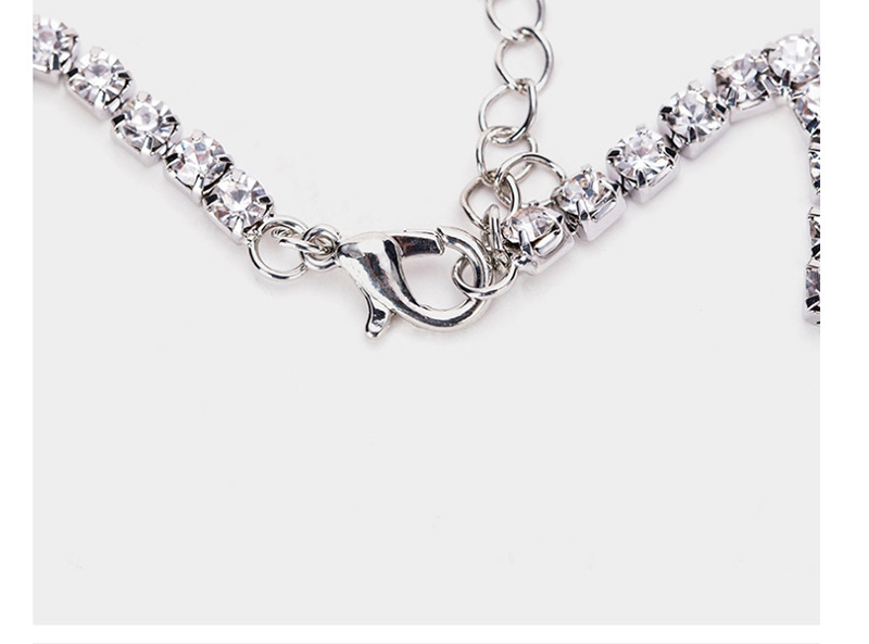 Fashion Silver Color Wave Shape Design Full Diamond Decorated Necklace,Chokers