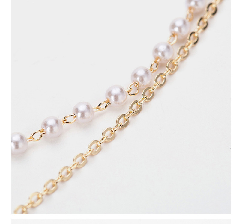 Elegant Gold Color Double Layer Design Pearl Decorated Necklace,Multi Strand Necklaces