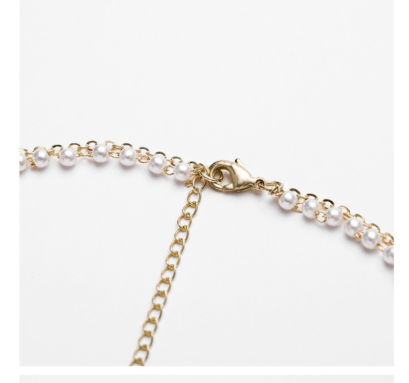Elegant Gold Color Double Layer Design Pearl Decorated Necklace,Multi Strand Necklaces