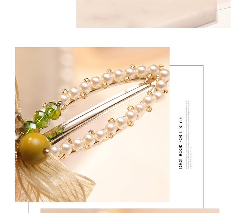 Fashion Champagne Bowknot Shape Decorated Pearl Hair Clip,Hairpins