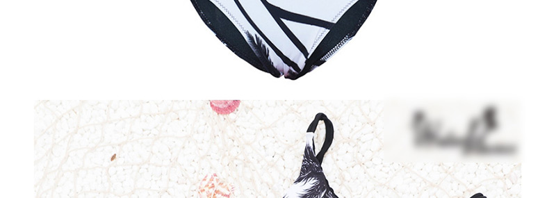 Sexy Black+white Tree Pattern Decorated Suspender One-piece Swimwear,One Pieces