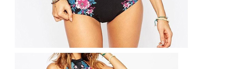 Sexy Multi-color Off-the-shoulder Design Flower Pattern Decorated Swimwear,One Pieces