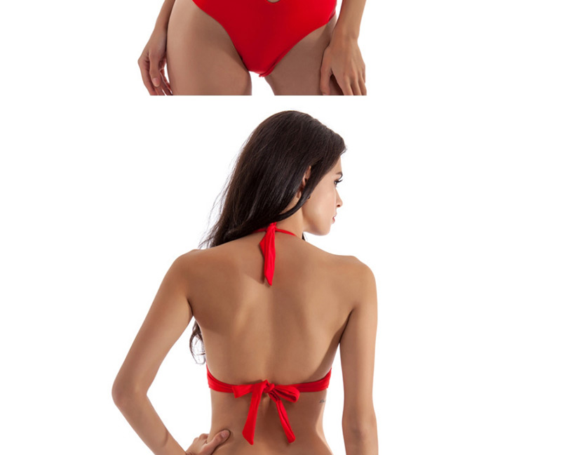 Sexy Red Hollow Out Design Pure Color One-piece Swimwear,One Pieces
