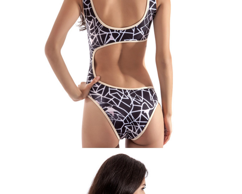 Sexy Black Leopard Pattern Decorated One-piece Swimwear,One Pieces
