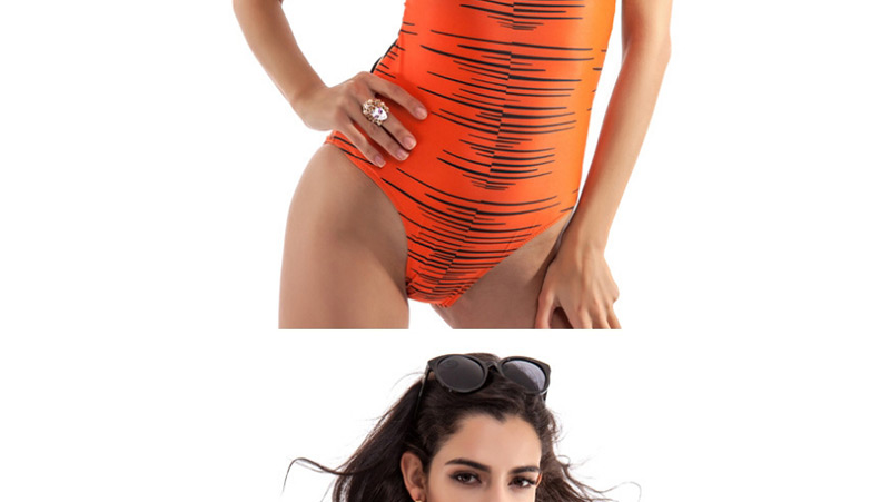 Sexy Orange Stripe Pattern Decorated Swimwear,One Pieces