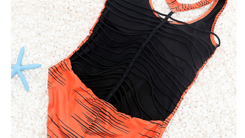 Sexy Orange Stripe Pattern Decorated Swimwear,One Pieces
