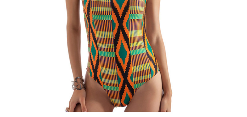 Sexy Multi-color Stripe Pattern Decorated Backless Swimwear,One Pieces