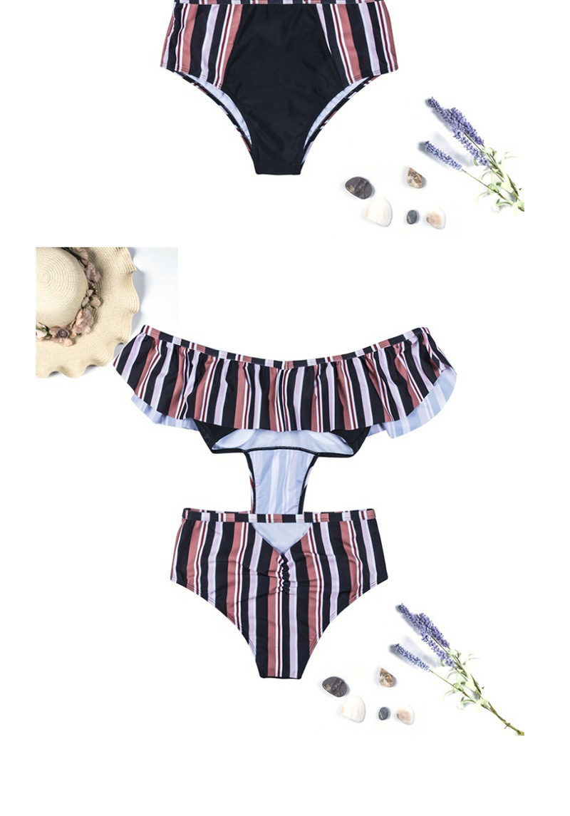 Sexy Multi-color Stripe Pattern Decorated One-piece Swimwear,One Pieces