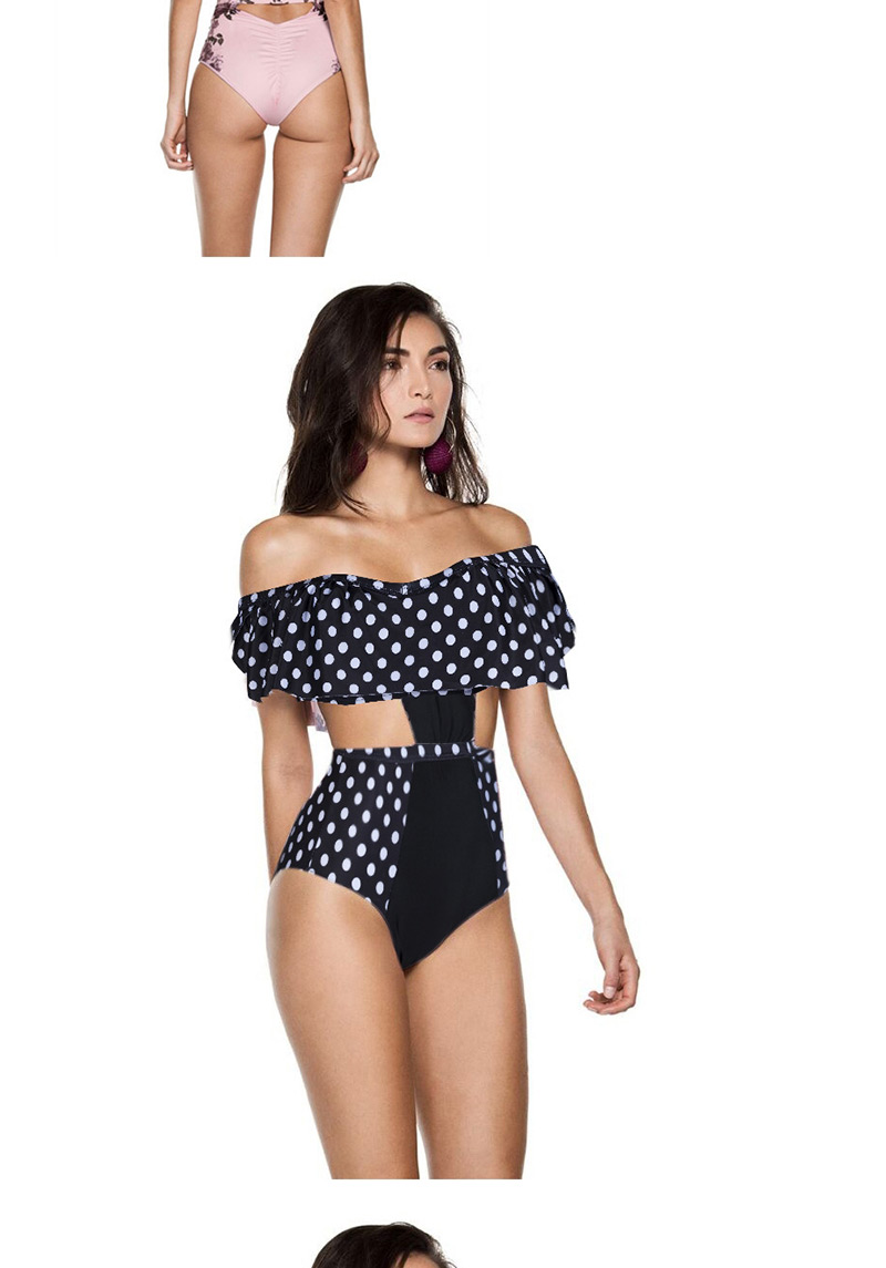 Sexy Black+white Dots Pattern Decorated One-piece Swimwear,One Pieces