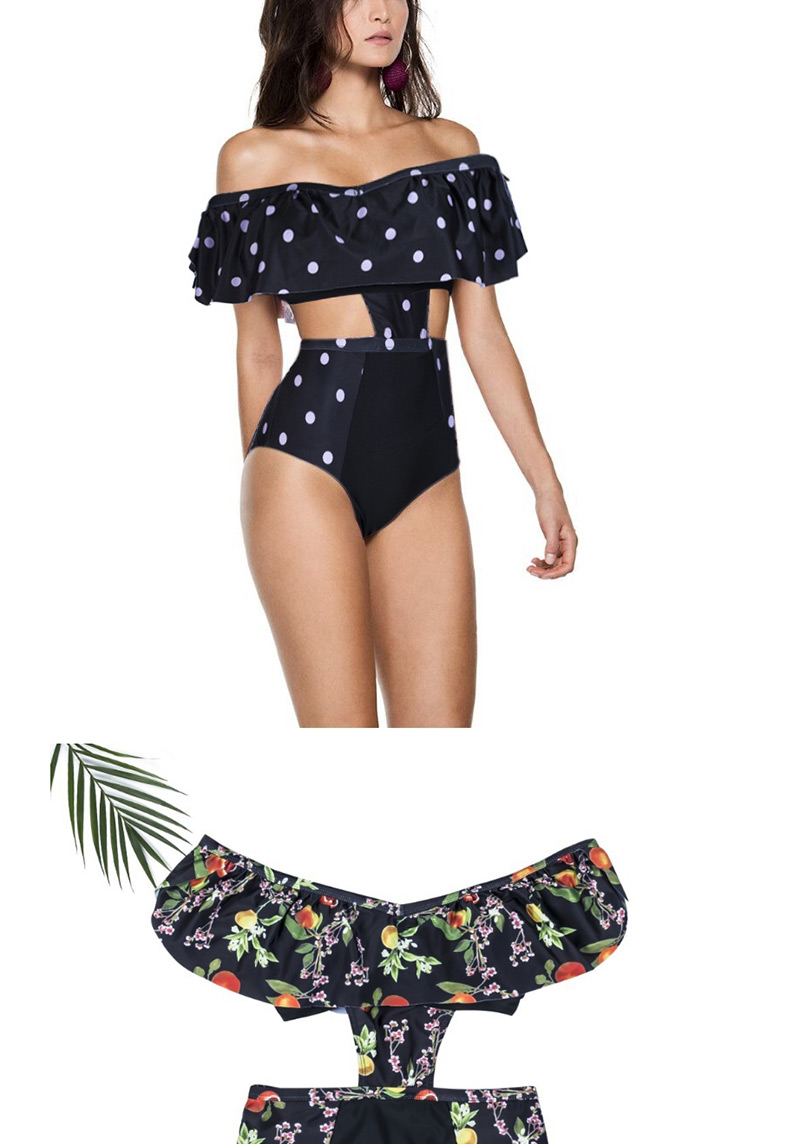 Sexy Black Dots Pattern Decorated One-piece Swimwear,One Pieces