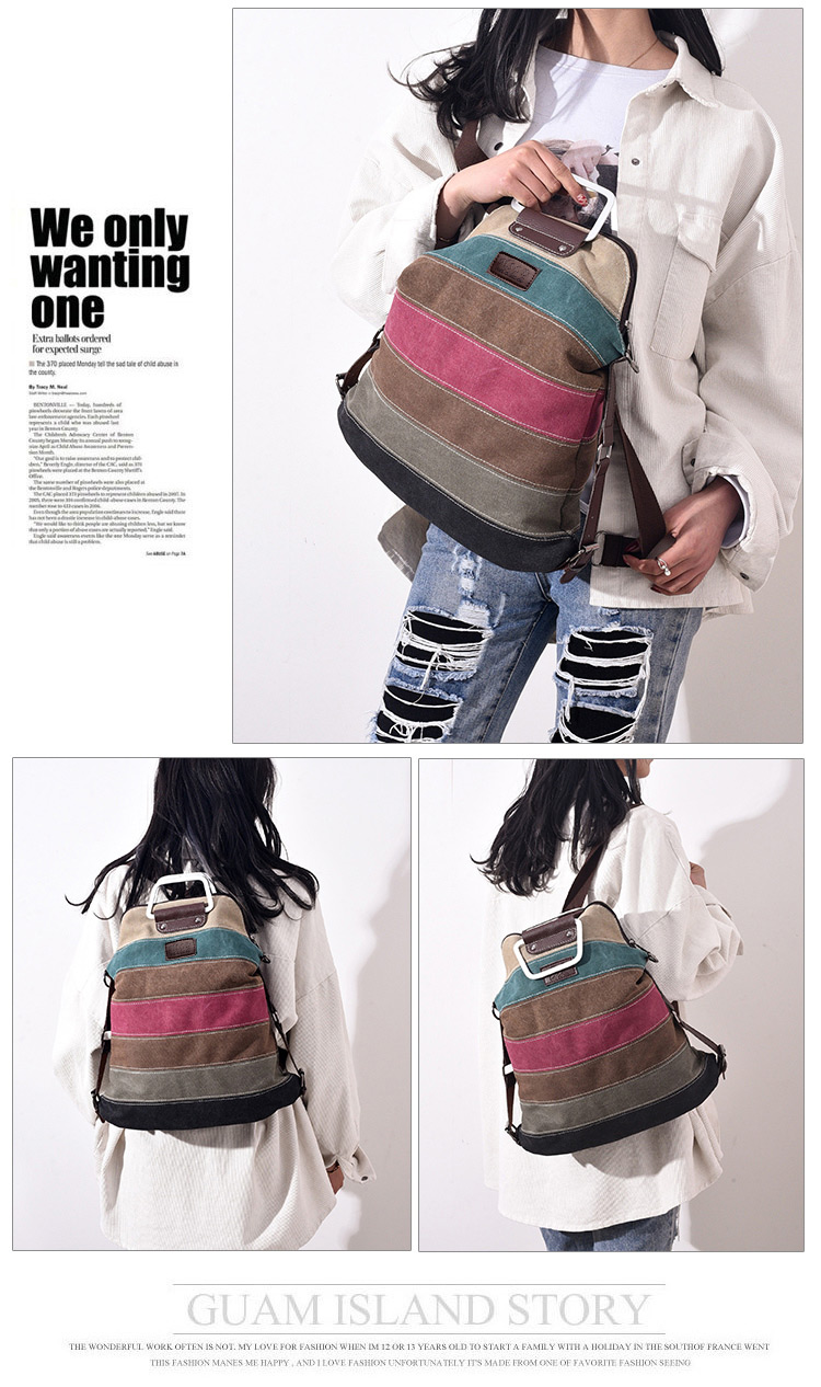 Fashion Multi-color Stripe Pattern Decorated Backpack,Backpack