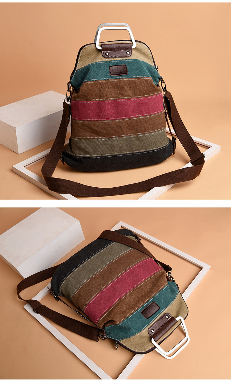 Fashion Multi-color Stripe Pattern Decorated Backpack,Backpack