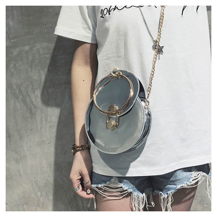 Fashion Silver Color Round Shape Decorated Bag,Handbags