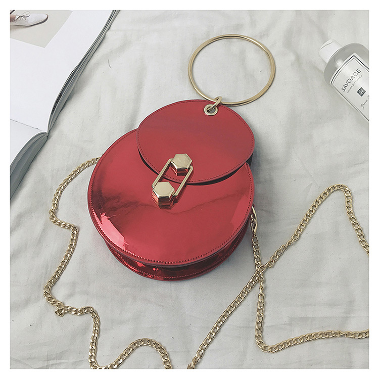 Fashion Claret Red Round Shape Decorated Bag,Handbags
