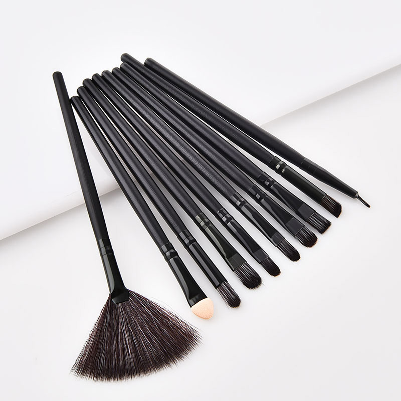 Fashion Black Sector Shape Design Eye Shadow Brush(10pcs),Beauty tools