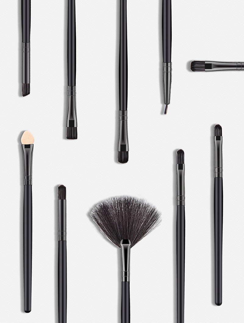 Fashion Black Sector Shape Design Eye Shadow Brush(10pcs),Beauty tools
