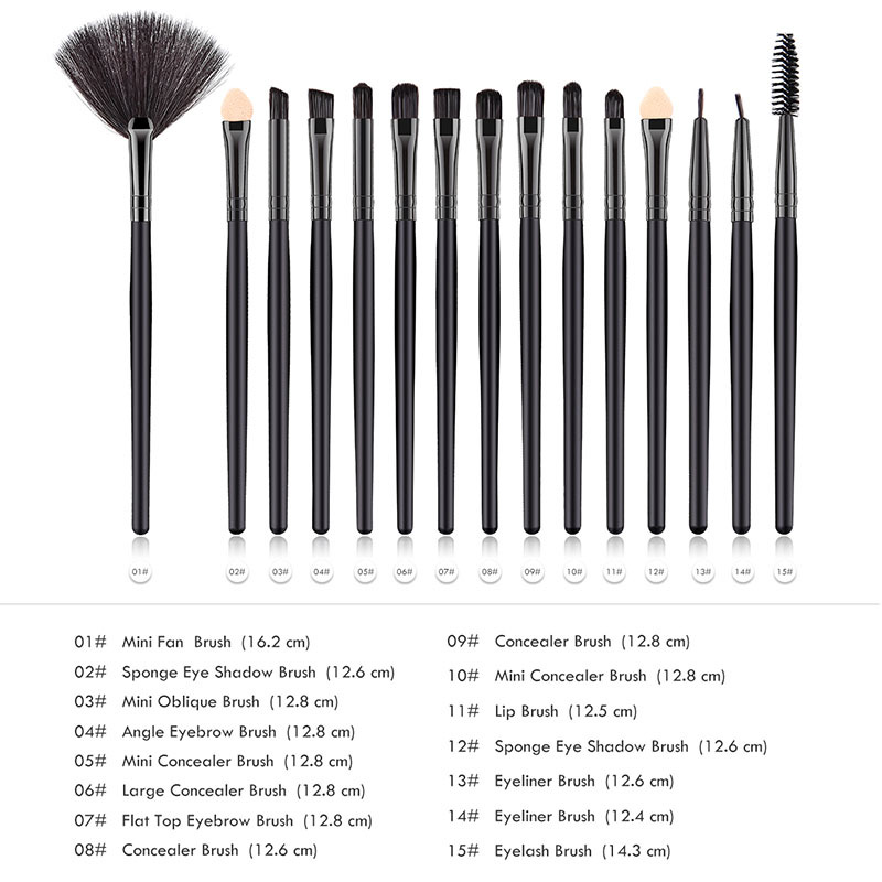 Fashion Black Geometric Shape Design Eye Shadow Brush(15pcs),Beauty tools