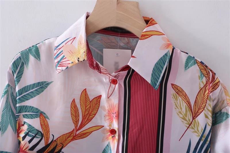 Fashion Multi-color Leaf Pattern Decorated Long Sleeves Smock,Sunscreen Shirts
