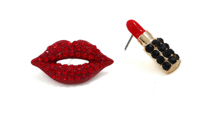 Fashion Red Lips Shape Decorated Earrings,Stud Earrings