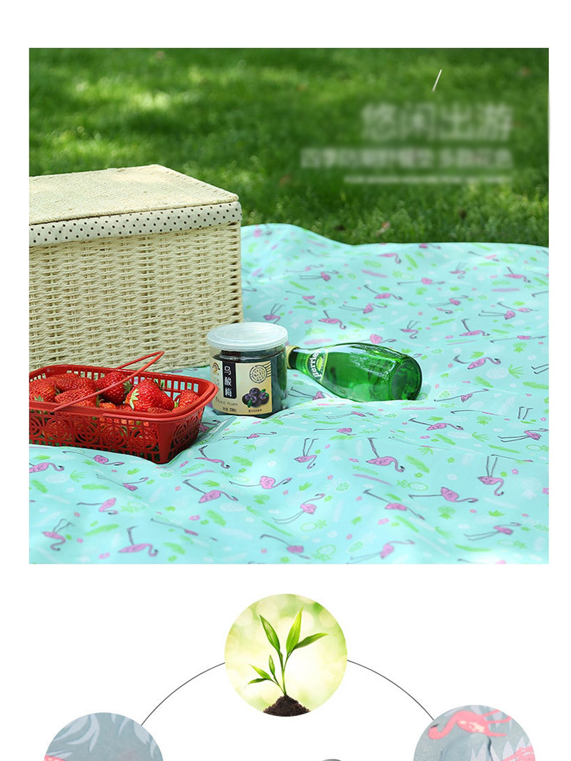 Fashion Green Famingos Pattern Decorated Picnic Mat,Household goods