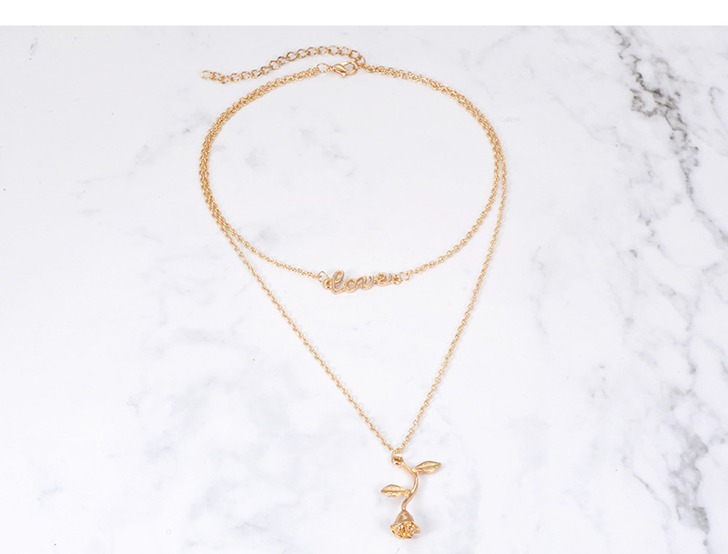 Fashion Gold Color Flower Shape Decorated Necklace,Multi Strand Necklaces