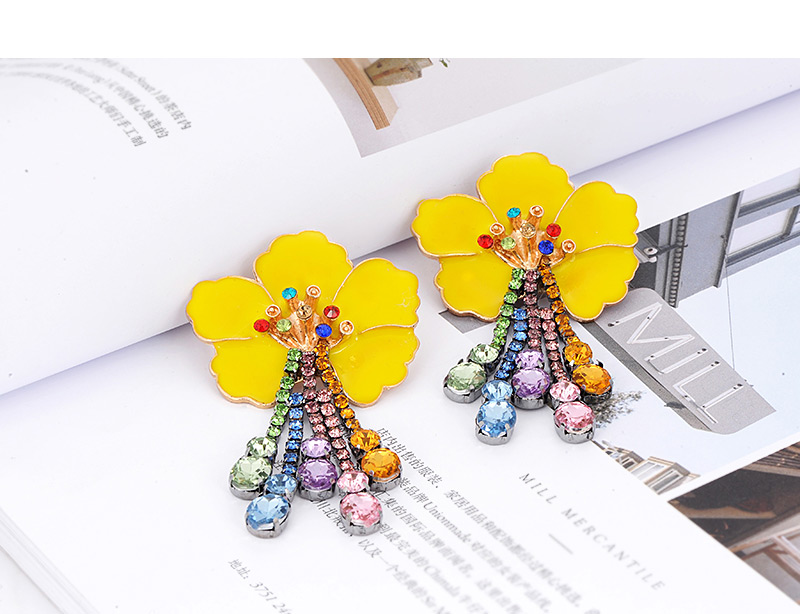 Fashion Beige Flower Shape Decorated Tassel Earrings,Drop Earrings