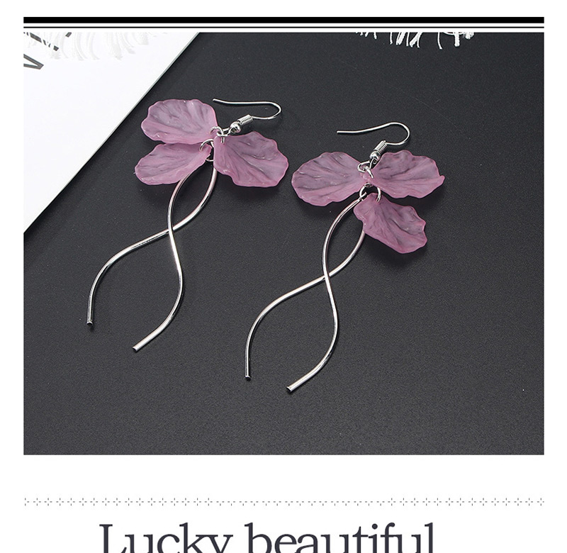 Fashion Purple Petal Shape Decorated Tassel Earrings,Drop Earrings