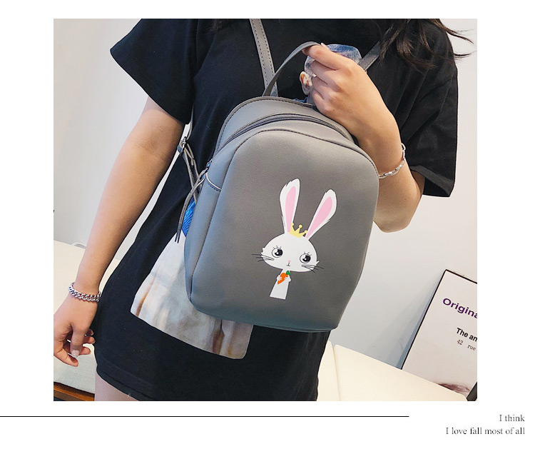 Fashion Gray Rabbit Pattern Decorated Backpack,Backpack