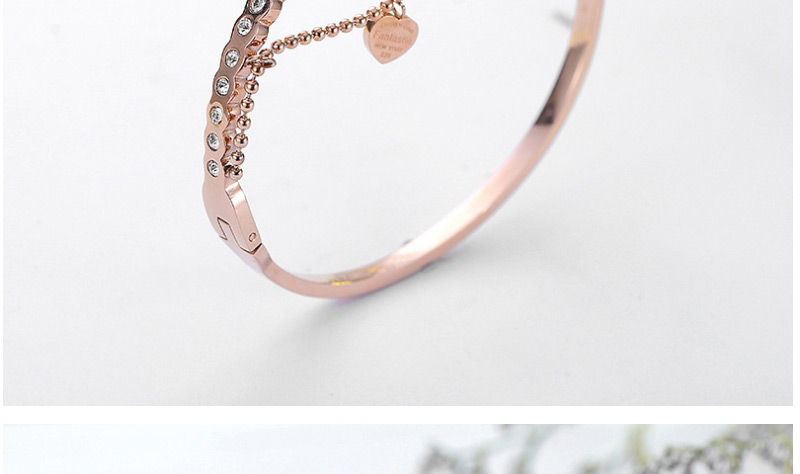 Fashion Rose Gold Full Diamond Decorated Heart Shape Bracelet,Bracelets