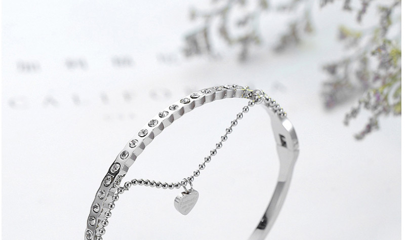 Fashion Silver Color Full Diamond Decorated Heart Shape Bracelet,Bracelets