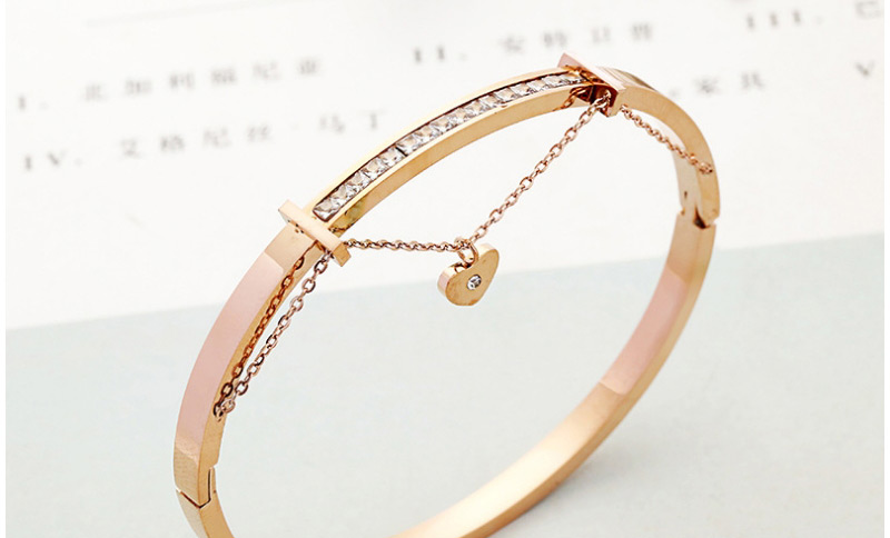 Fashion Rose Gold Heart Shape Decorated Bracelet,Bracelets
