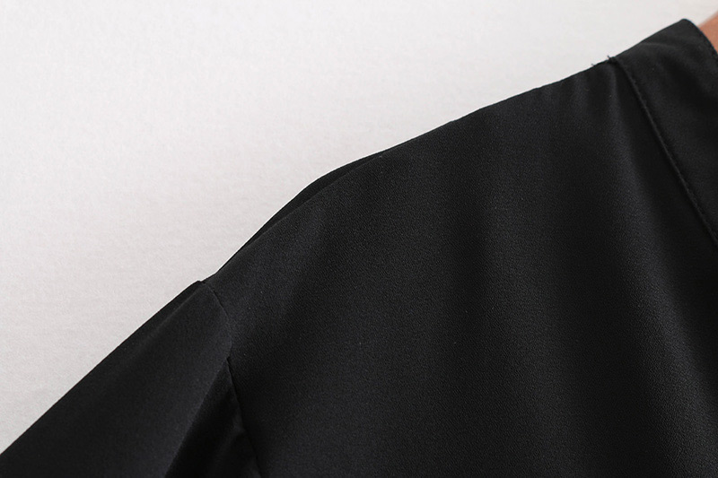 Fashion Black Pure Color Design V Neckline Blouse,Sunscreen Shirts