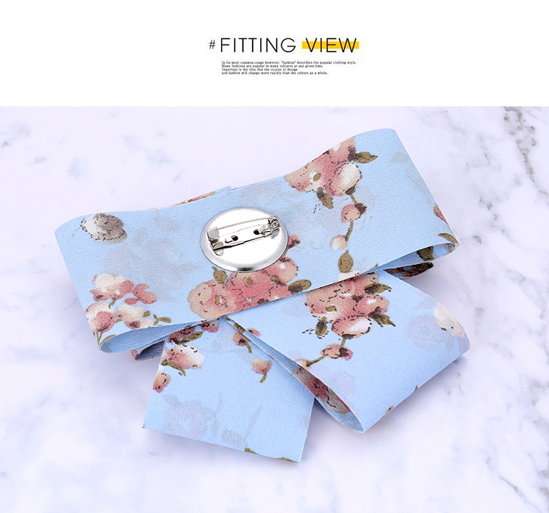Fashion Blue Flowers Pattern Decorated Bowknot Brooch,Korean Brooches