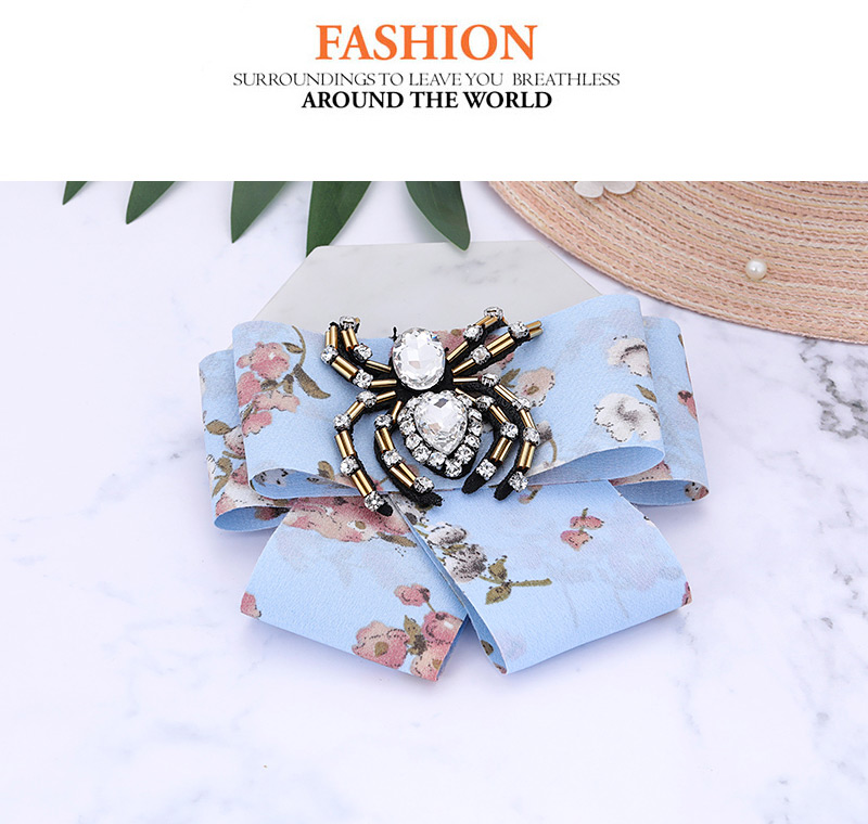 Fashion Blue Spider Shape Decorated Bowknot Brooch,Korean Brooches