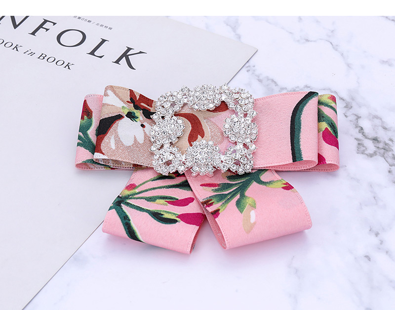 Fashion Pink Round Shape Diamond Decorated Bowknot Brooch,Korean Brooches