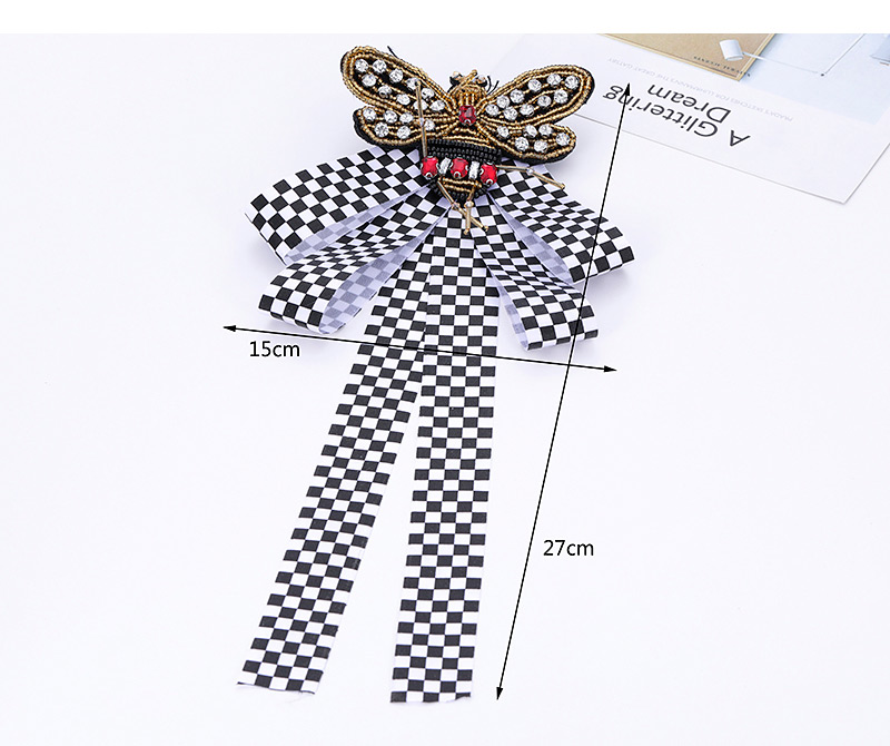 Fashion White+black Grid Pattern Decorated Bowknot Brooch,Korean Brooches