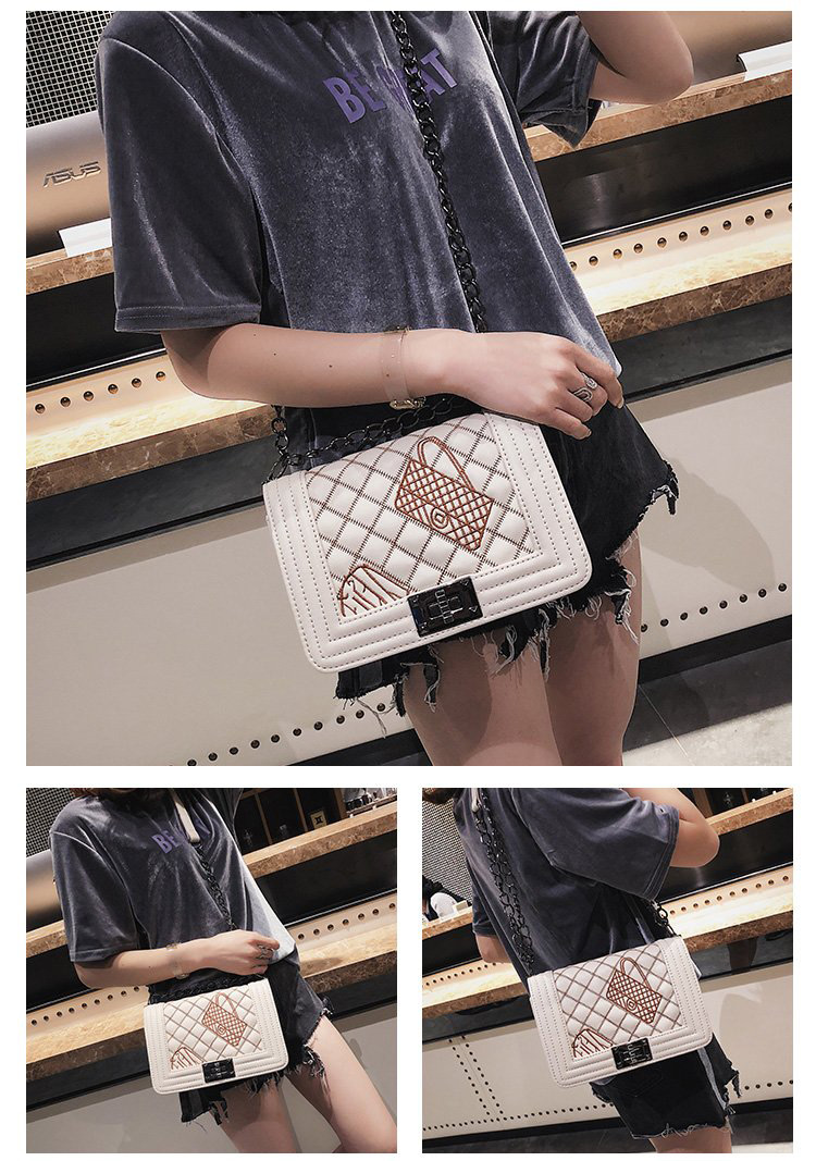 Fashion Khaki Grid Shape Design Pure Color Shoulder Bag,Messenger bags