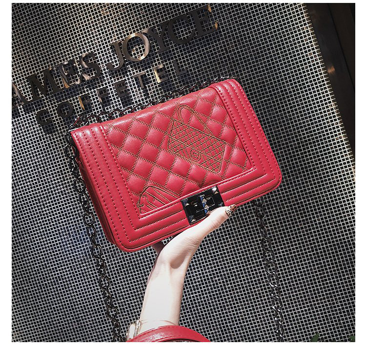 Fashion Red Grid Shape Design Pure Color Shoulder Bag,Messenger bags