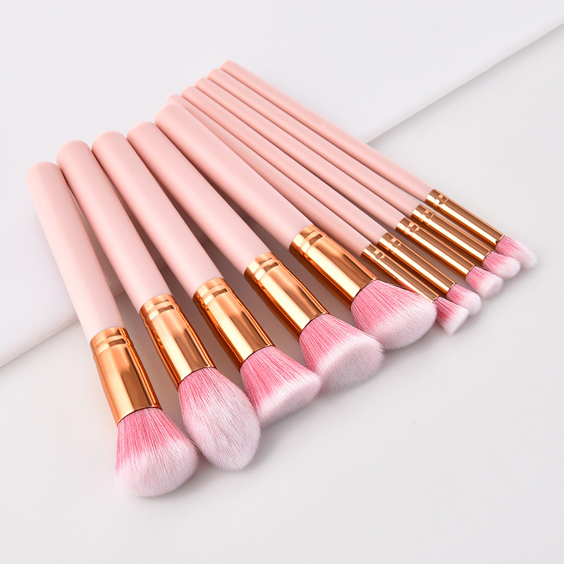 Fashion Pink Oblique Shape Design Cosmetic Brush(10pcs),Beauty tools