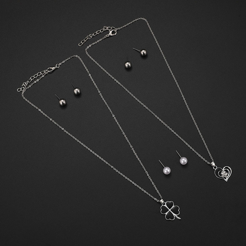Fashion Silver Color Clover Pendant Decorated Jewelry Sets(5pcs),Jewelry Sets