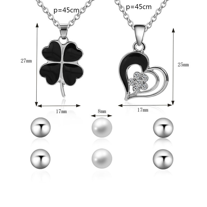 Fashion Silver Color Clover Pendant Decorated Jewelry Sets(5pcs),Jewelry Sets