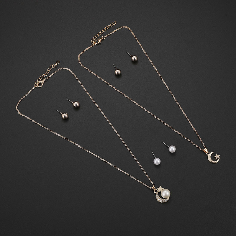 Fashion Gold Color Moons Pendant Decorated Jewelry Sets(5pcs),Jewelry Sets