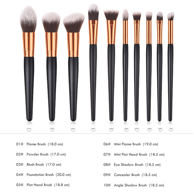 Fashion Black Round Shape Decorated Makeup Brush (10 Pcs ),Beauty tools