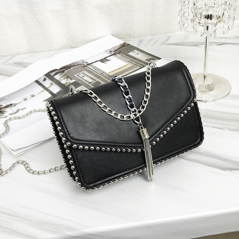 Fashion Black Tassel Decorated Shoulder Bag,Shoulder bags