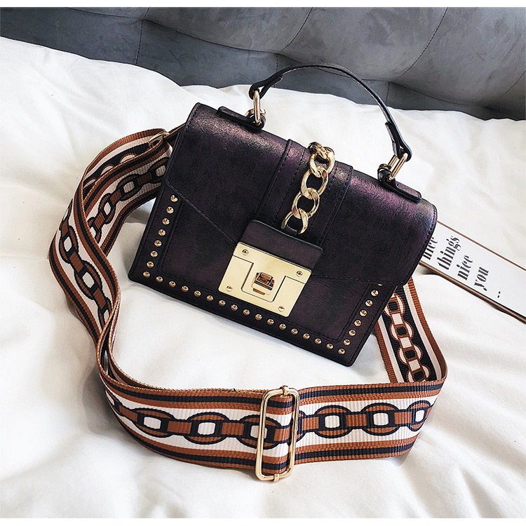 Fashion Purple Rivet Decorated Shoulder Bag,Messenger bags
