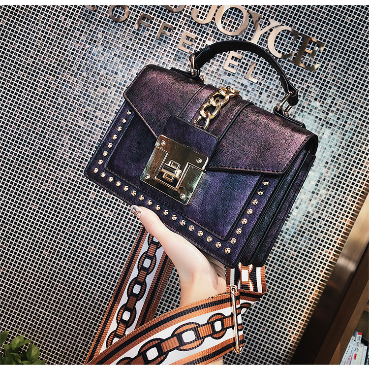 Fashion Purple Rivet Decorated Shoulder Bag,Messenger bags
