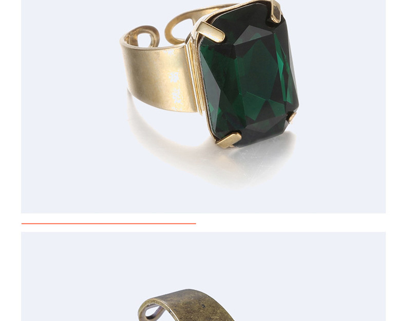 Fashion Green Square Shape Decorated Opening Ring,Fashion Rings