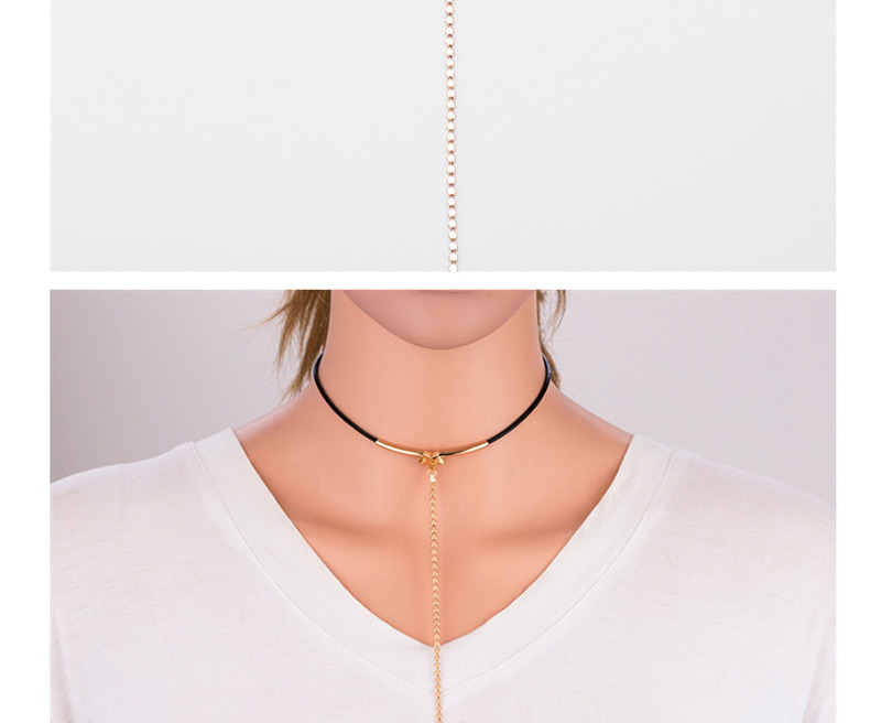 Fashion Gold Color Long Tassel Decorated Choker,Multi Strand Necklaces