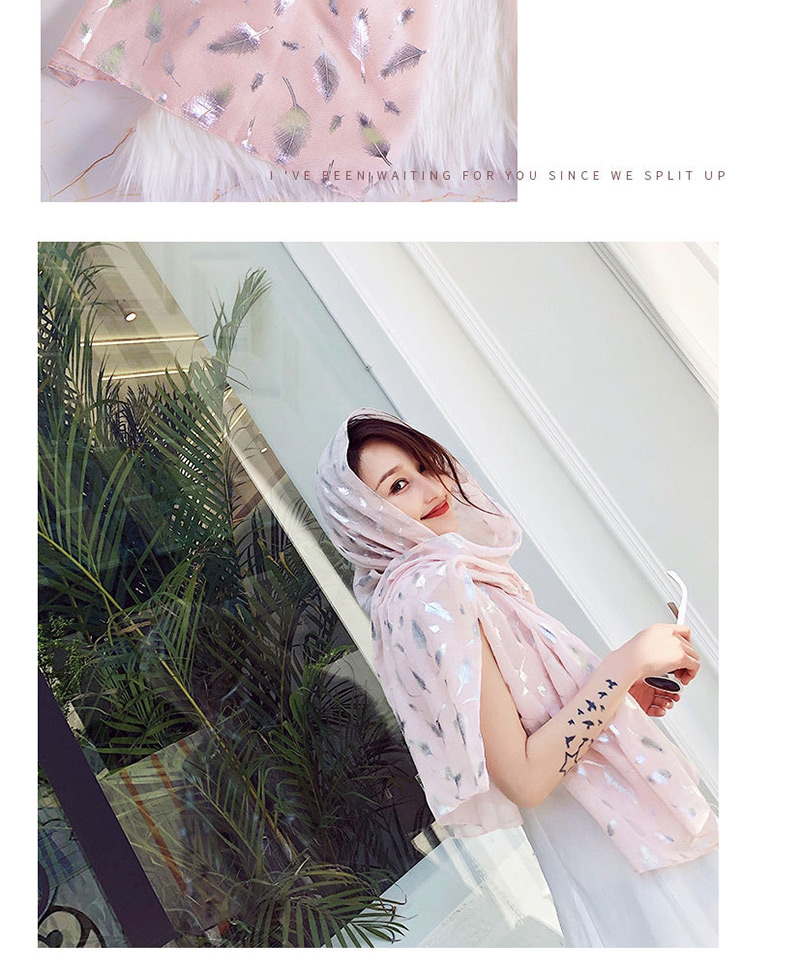 Fashion Light Pink Feather Pattern Decorated Dual-use Scarf,Thin Scaves